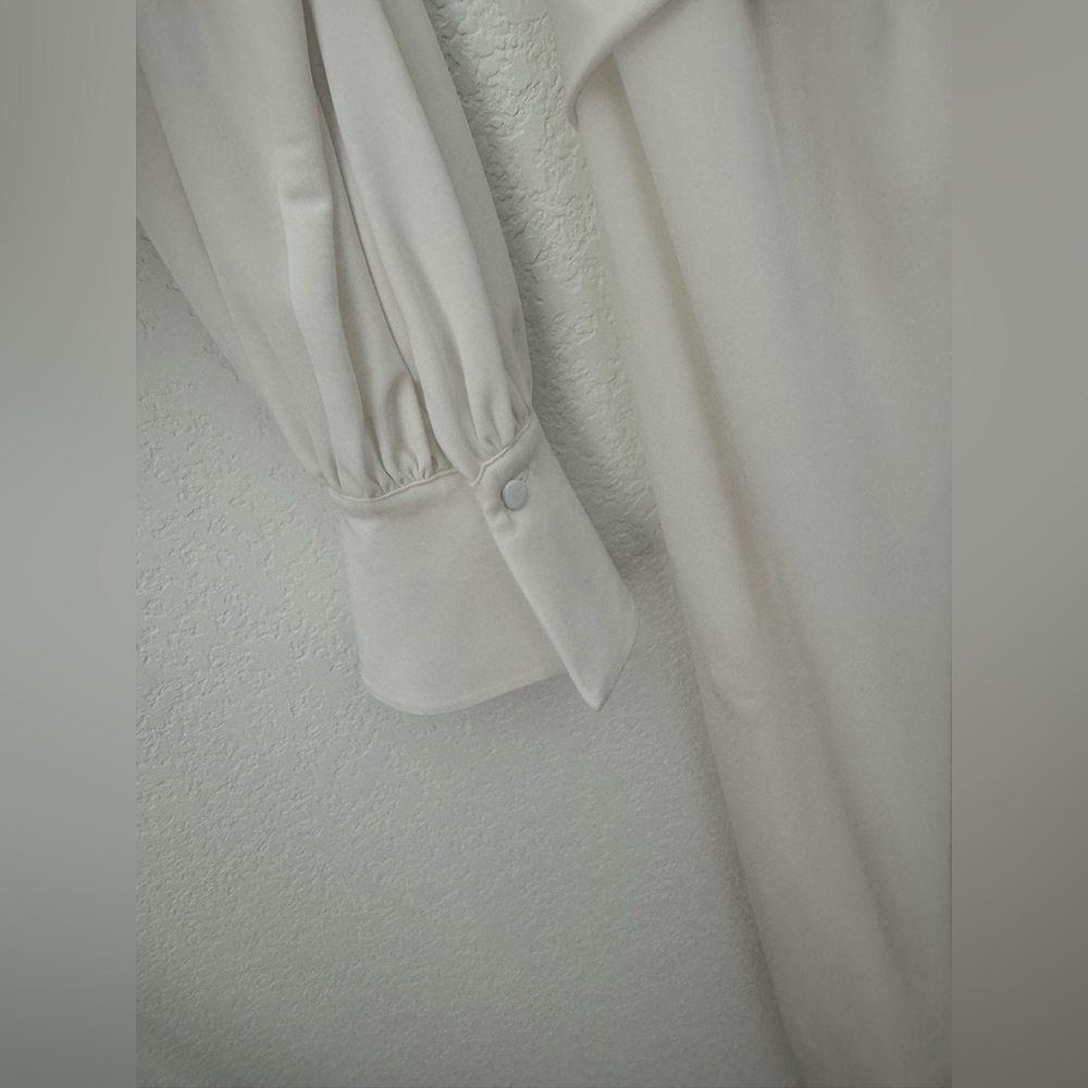 Self Portrait Ivory Jersey Twist Pleated Dress - 4 - Picture 6 of 13
